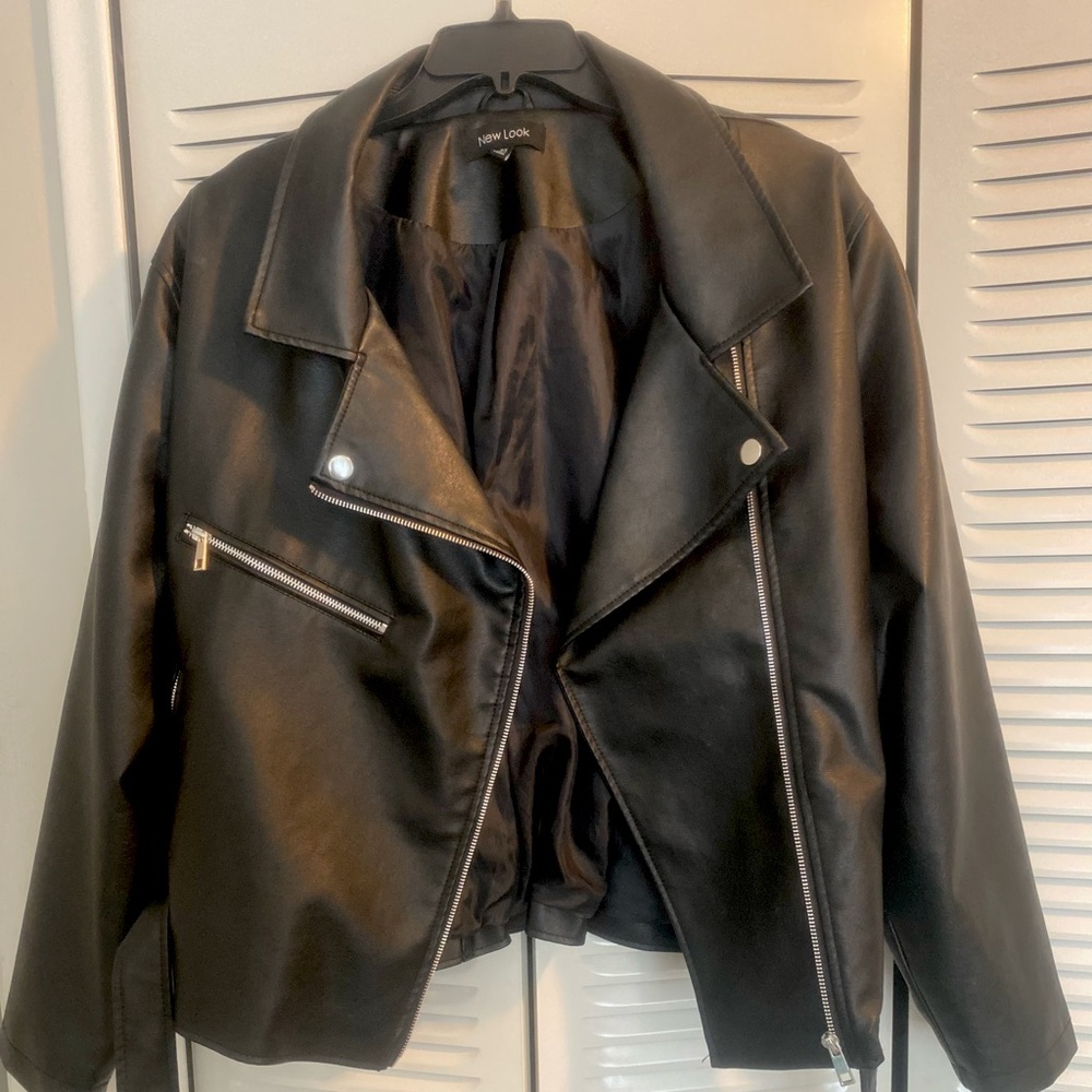 Plus Size Faux Leather Moto Jacket-3x